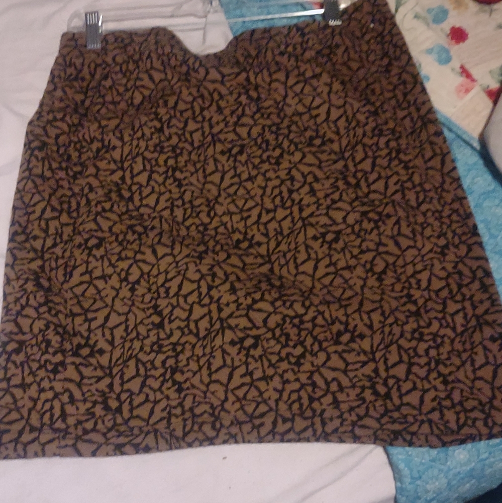Chocolate Brown and black‎ animal print mini skirt loft sizeXL